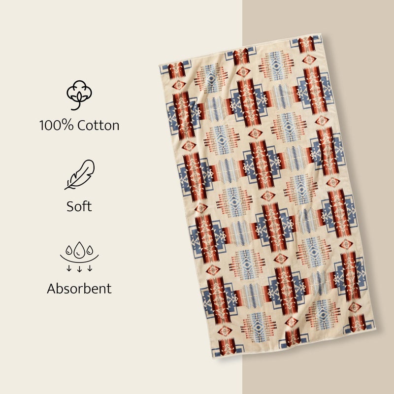 Pendleton Oversized Jacquard Spa Towels, 40 x 70 inches Bath Towels, 100% Cotton, Soft and Quick Dry for The Beach, Hot Tub, Pool - White Sands Tan - Image 2